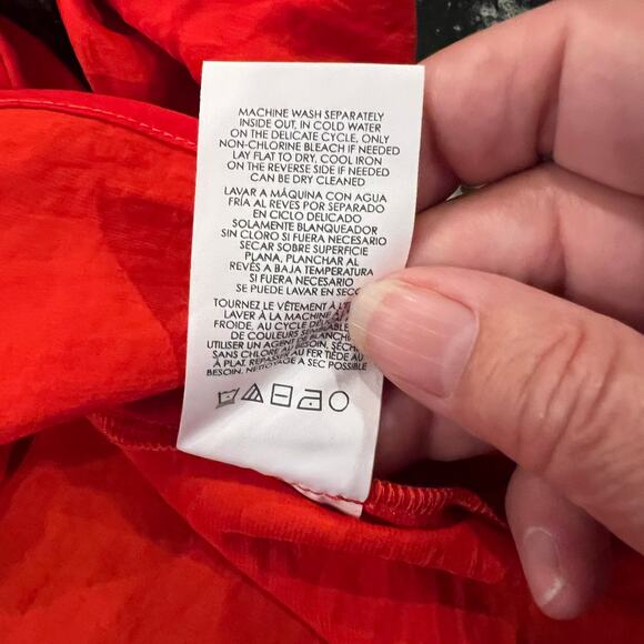 CAbi Aurora Vermillion Bright Red Ruched Sleeved V-Neck Blouse - SIZE M - Picture 6 of 8